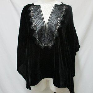 Chico's velvet Top Blouse Cover-Up crochet S/M